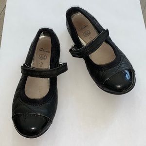Clarks Girls Black Leather Mary Jane Shoes 9.5